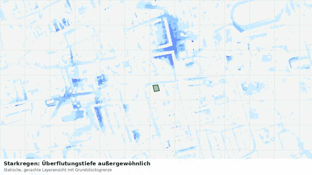 Statische Kartenansicht: Starkregen: Überflutungstiefe außergewöhnlich