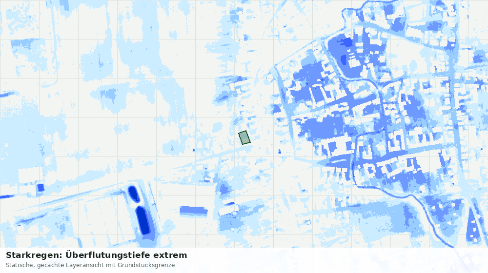 Statische Kartenansicht: Starkregen: Überflutungstiefe extrem