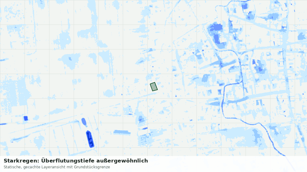 Statische Kartenansicht: Starkregen: Überflutungstiefe außergewöhnlich