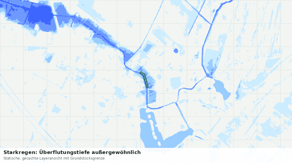 Statische Kartenansicht: Starkregen: Überflutungstiefe außergewöhnlich