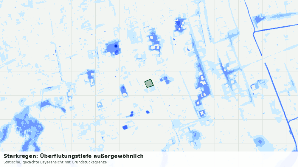 Statische Kartenansicht: Starkregen: Überflutungstiefe außergewöhnlich