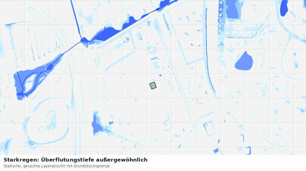 Statische Kartenansicht: Starkregen: Überflutungstiefe außergewöhnlich