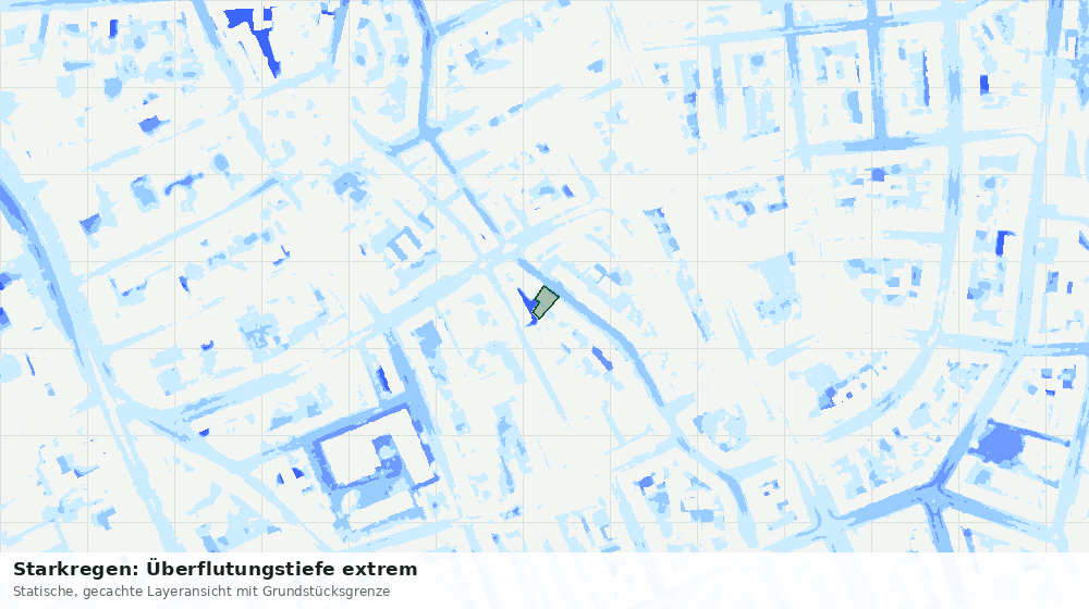 Statische Kartenansicht: Starkregen: Überflutungstiefe extrem
