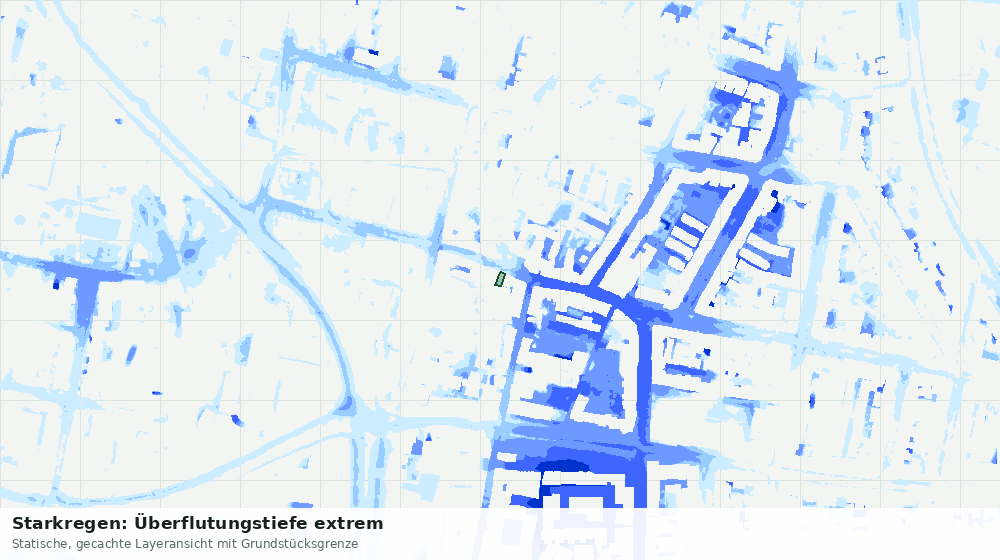 Statische Kartenansicht: Starkregen: Überflutungstiefe extrem