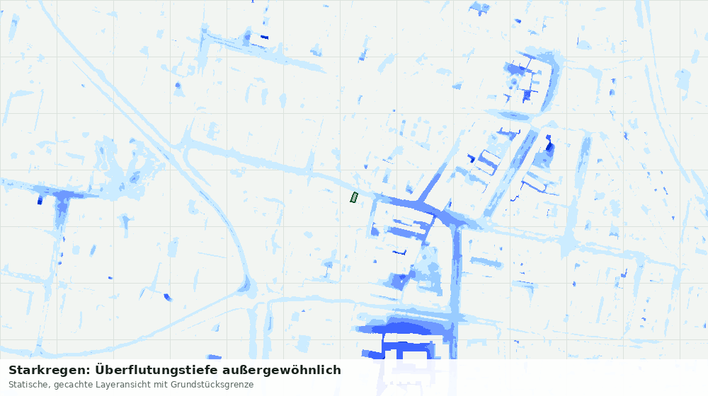 Statische Kartenansicht: Starkregen: Überflutungstiefe außergewöhnlich