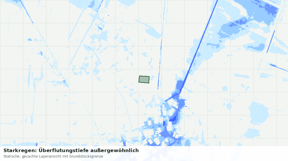 Statische Kartenansicht: Starkregen: Überflutungstiefe außergewöhnlich