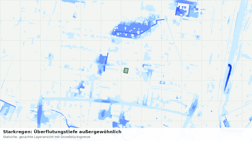 Statische Kartenansicht: Starkregen: Überflutungstiefe außergewöhnlich
