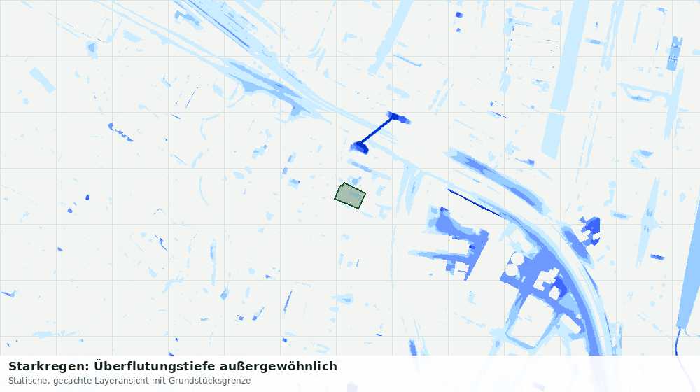 Statische Kartenansicht: Starkregen: Überflutungstiefe außergewöhnlich