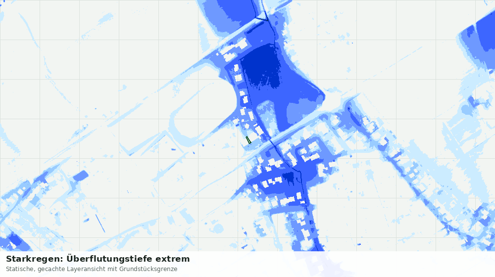 Statische Kartenansicht: Starkregen: Überflutungstiefe extrem