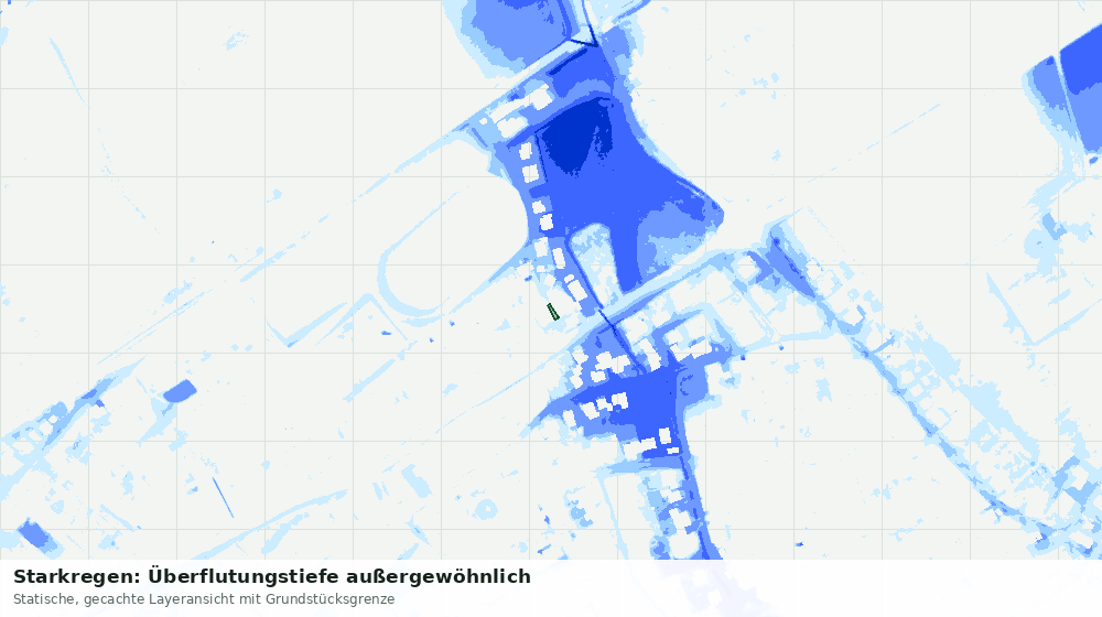 Statische Kartenansicht: Starkregen: Überflutungstiefe außergewöhnlich