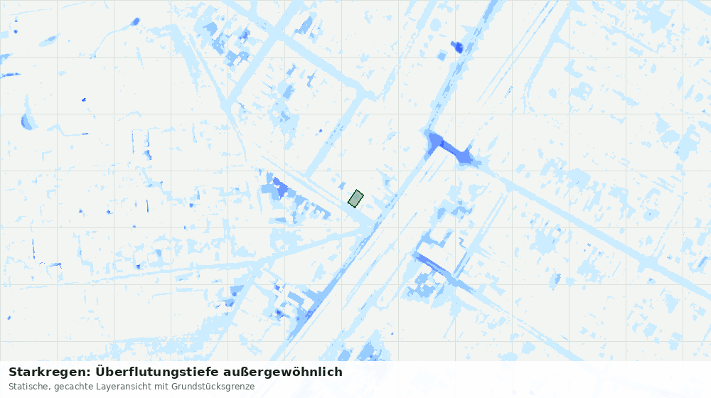 Statische Kartenansicht: Starkregen: Überflutungstiefe außergewöhnlich