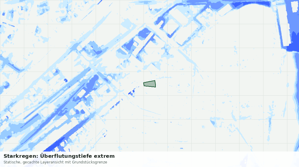Statische Kartenansicht: Starkregen: Überflutungstiefe extrem