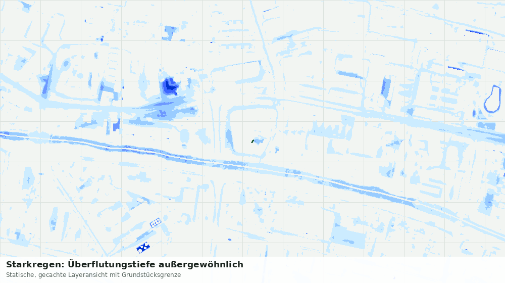 Statische Kartenansicht: Starkregen: Überflutungstiefe außergewöhnlich