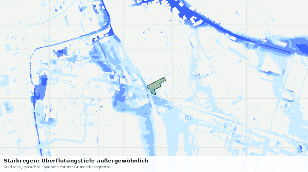 Statische Kartenansicht: Starkregen: Überflutungstiefe außergewöhnlich