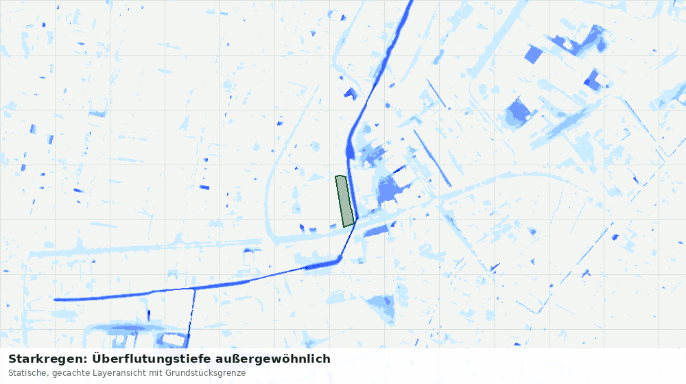 Statische Kartenansicht: Starkregen: Überflutungstiefe außergewöhnlich