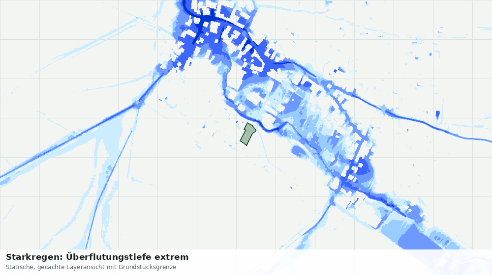 Statische Kartenansicht: Starkregen: Überflutungstiefe extrem