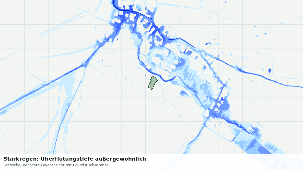 Statische Kartenansicht: Starkregen: Überflutungstiefe außergewöhnlich