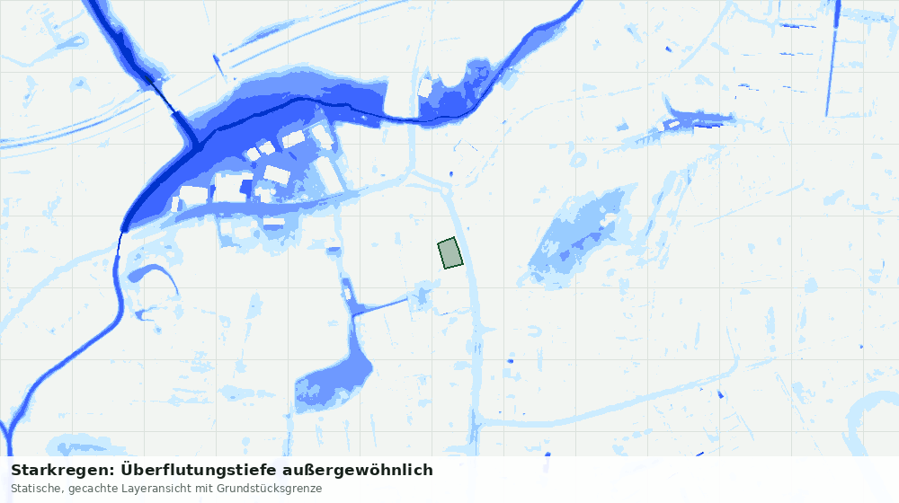 Statische Kartenansicht: Starkregen: Überflutungstiefe außergewöhnlich