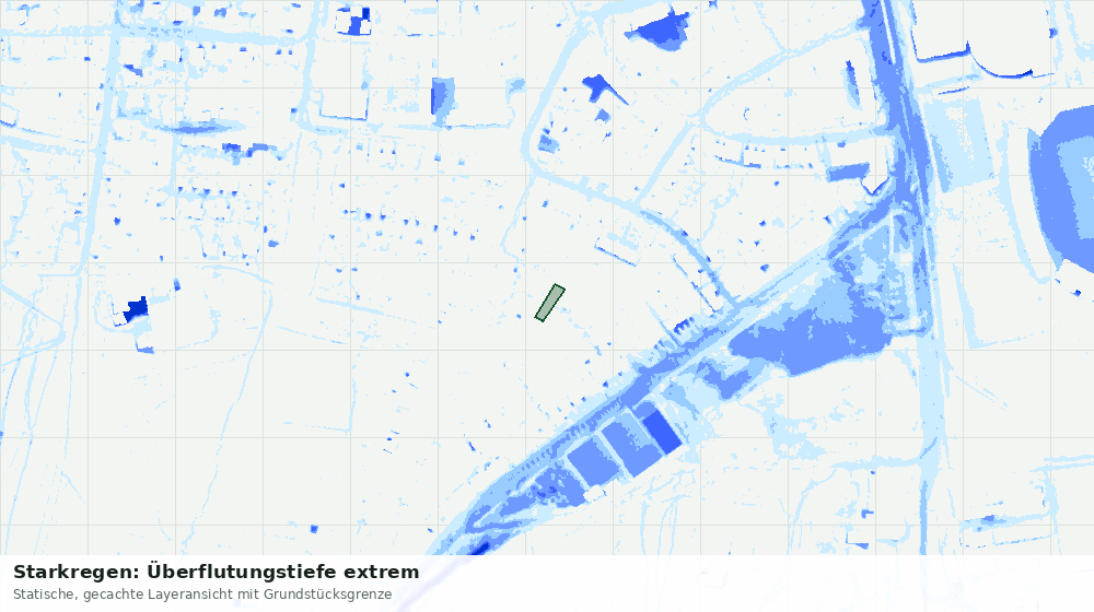 Statische Kartenansicht: Starkregen: Überflutungstiefe extrem