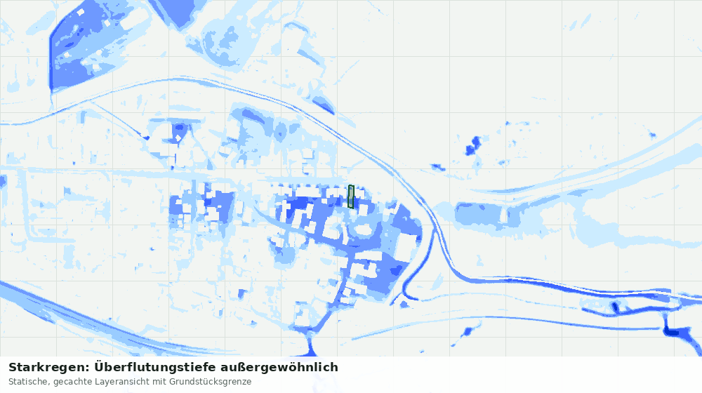 Statische Kartenansicht: Starkregen: Überflutungstiefe außergewöhnlich