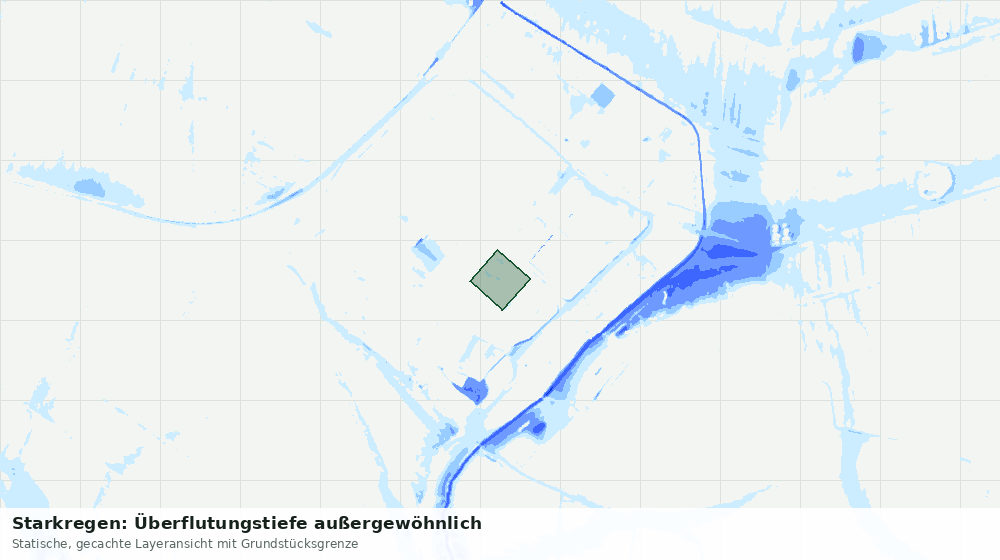 Statische Kartenansicht: Starkregen: Überflutungstiefe außergewöhnlich