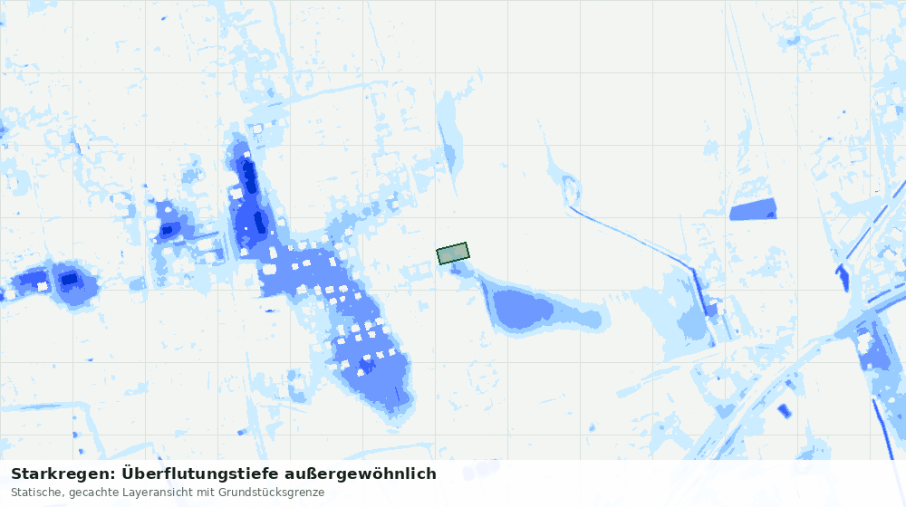 Statische Kartenansicht: Starkregen: Überflutungstiefe außergewöhnlich