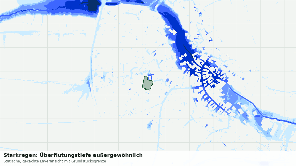 Statische Kartenansicht: Starkregen: Überflutungstiefe außergewöhnlich