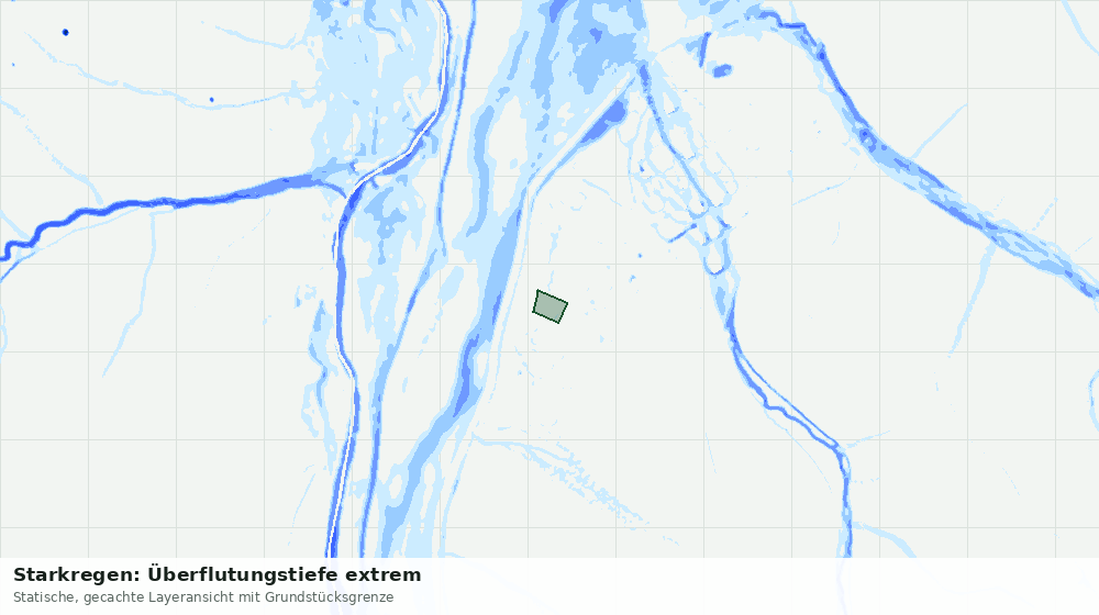 Statische Kartenansicht: Starkregen: Überflutungstiefe extrem