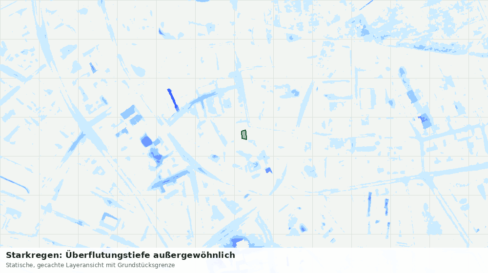 Statische Kartenansicht: Starkregen: Überflutungstiefe außergewöhnlich
