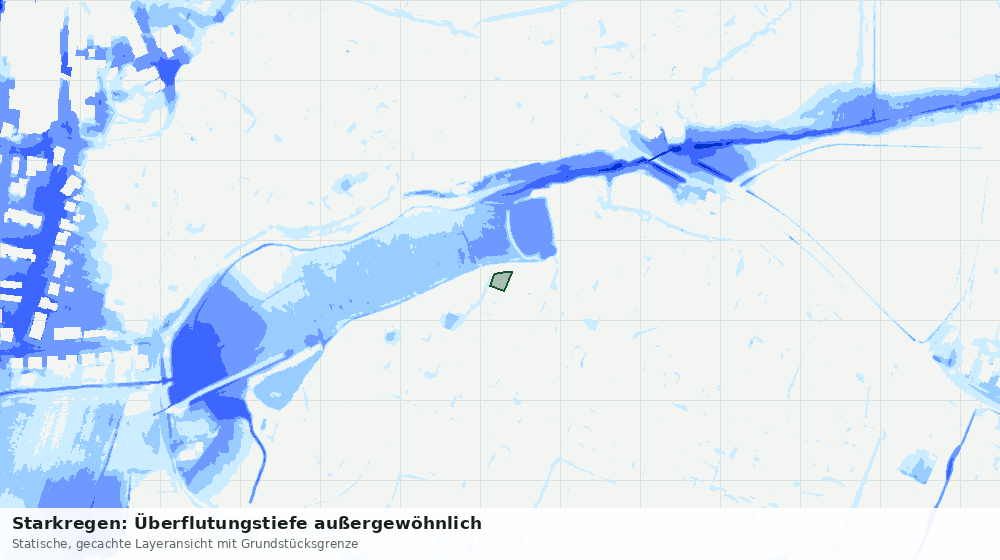 Statische Kartenansicht: Starkregen: Überflutungstiefe außergewöhnlich