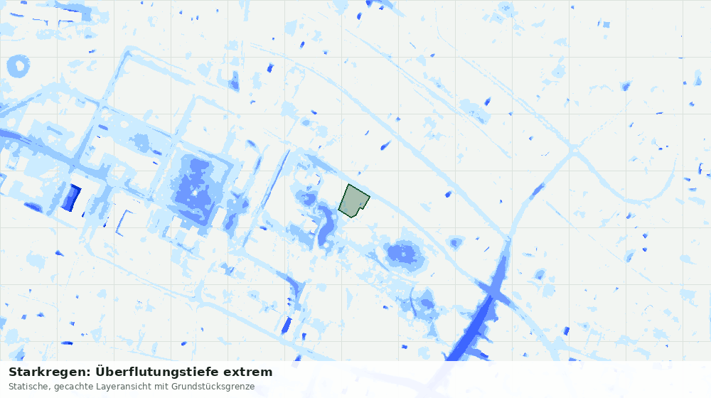 Statische Kartenansicht: Starkregen: Überflutungstiefe extrem
