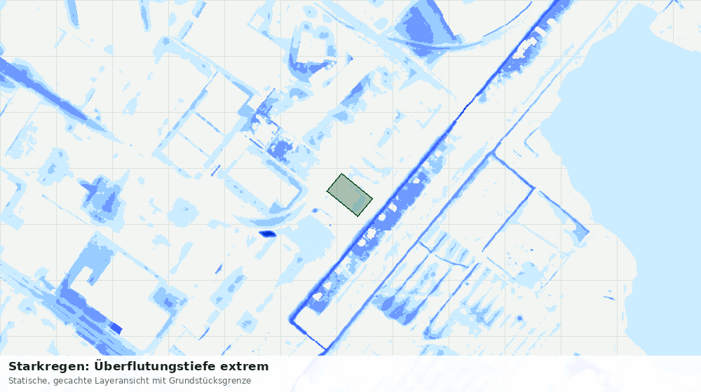 Statische Kartenansicht: Starkregen: Überflutungstiefe extrem