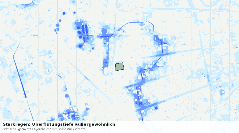 Statische Kartenansicht: Starkregen: Überflutungstiefe außergewöhnlich