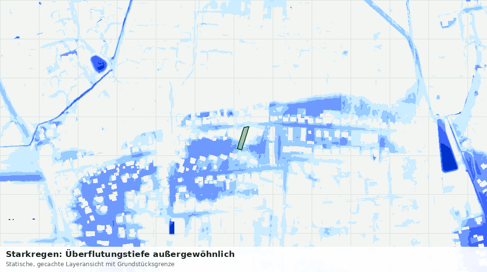 Statische Kartenansicht: Starkregen: Überflutungstiefe außergewöhnlich
