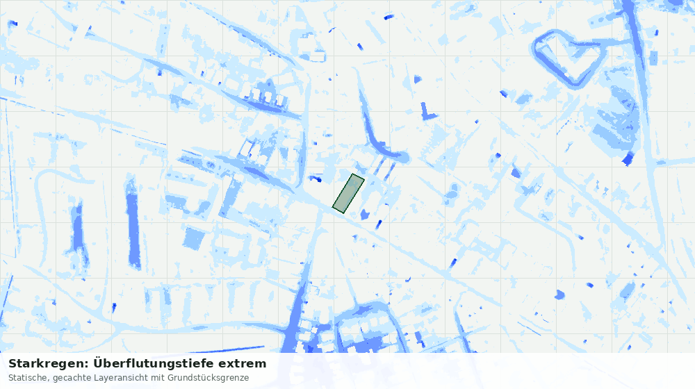 Statische Kartenansicht: Starkregen: Überflutungstiefe extrem