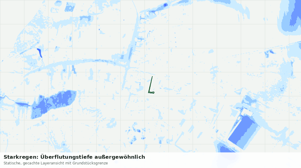 Statische Kartenansicht: Starkregen: Überflutungstiefe außergewöhnlich