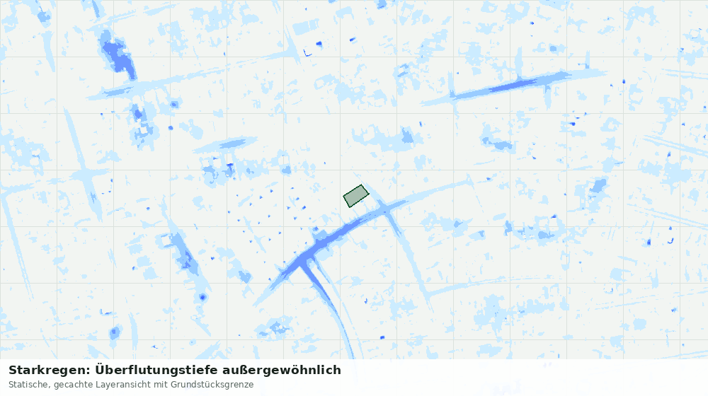 Statische Kartenansicht: Starkregen: Überflutungstiefe außergewöhnlich