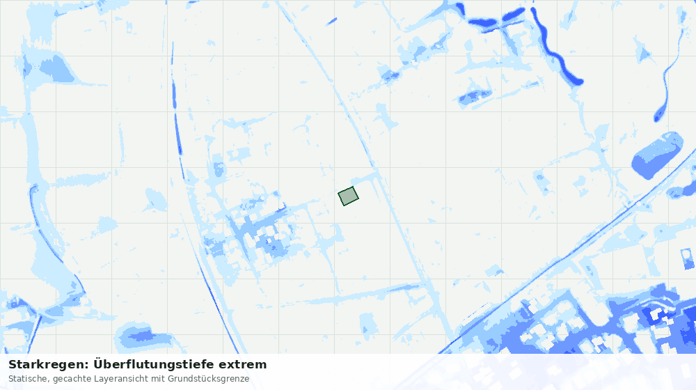 Statische Kartenansicht: Starkregen: Überflutungstiefe extrem