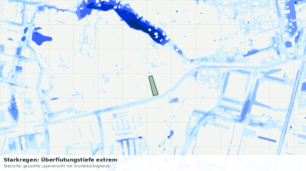 Statische Kartenansicht: Starkregen: Überflutungstiefe extrem