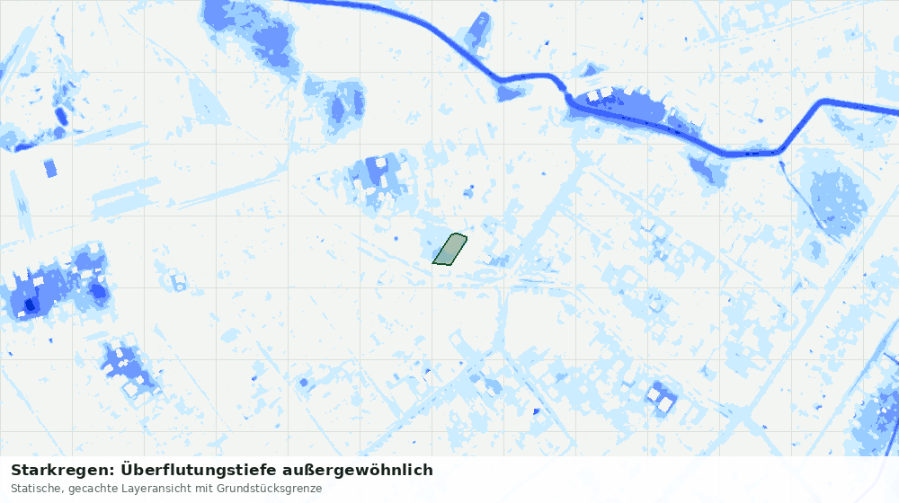 Statische Kartenansicht: Starkregen: Überflutungstiefe außergewöhnlich