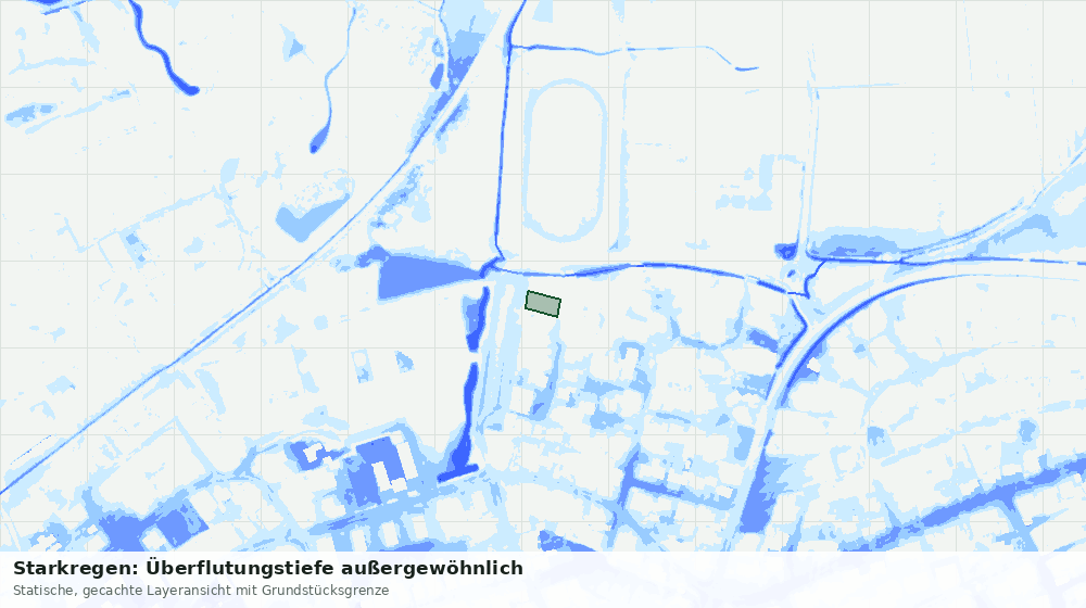 Statische Kartenansicht: Starkregen: Überflutungstiefe außergewöhnlich