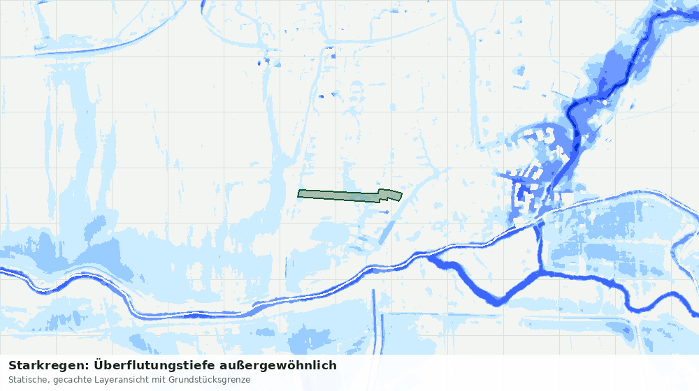 Statische Kartenansicht: Starkregen: Überflutungstiefe außergewöhnlich