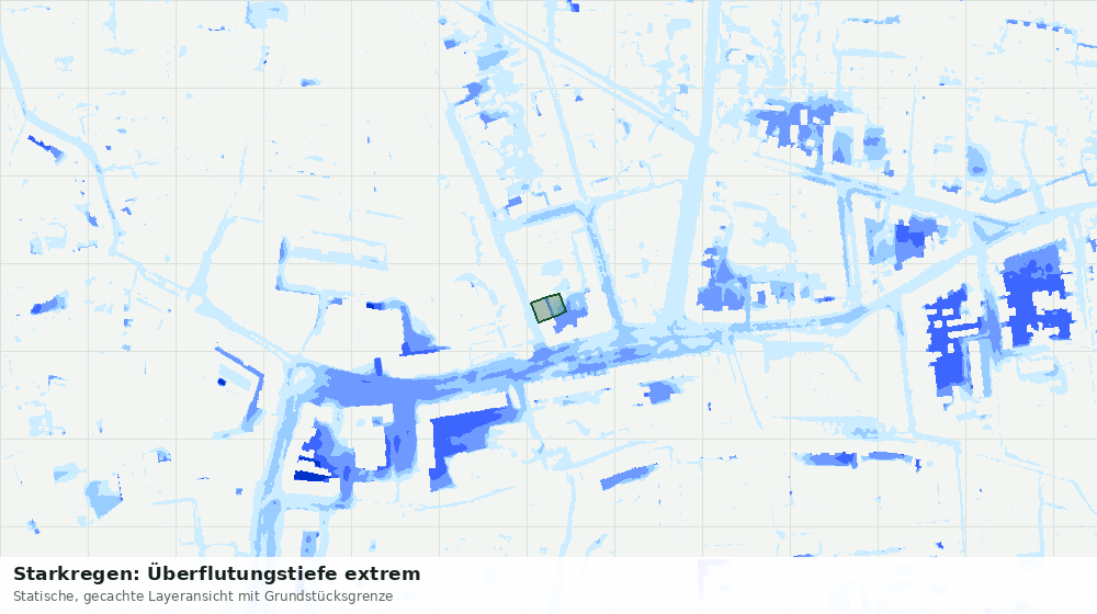 Statische Kartenansicht: Starkregen: Überflutungstiefe extrem