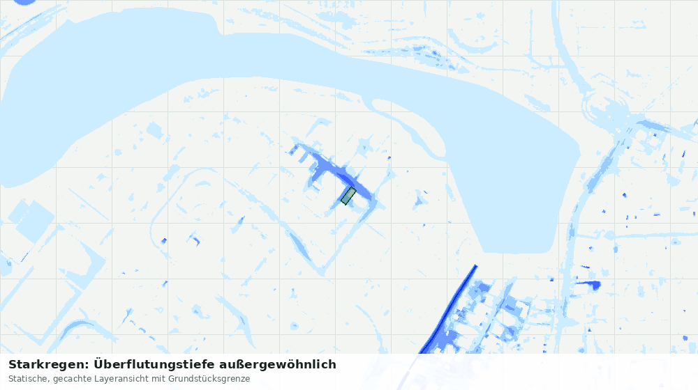Statische Kartenansicht: Starkregen: Überflutungstiefe außergewöhnlich