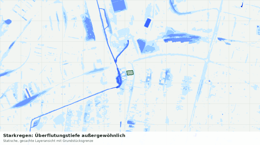 Statische Kartenansicht: Starkregen: Überflutungstiefe außergewöhnlich