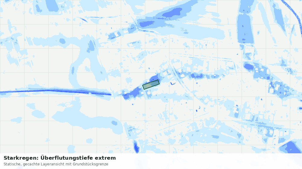 Statische Kartenansicht: Starkregen: Überflutungstiefe extrem