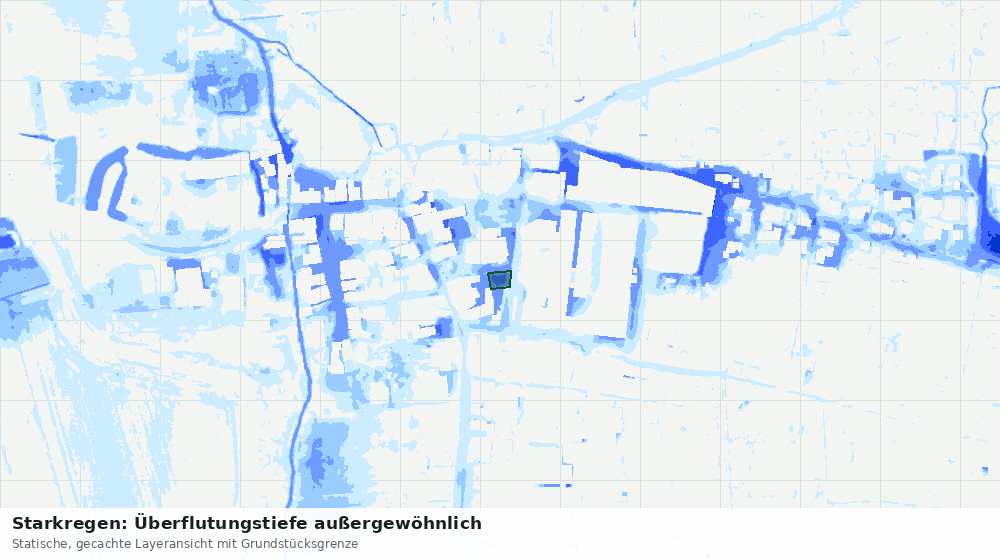 Statische Kartenansicht: Starkregen: Überflutungstiefe außergewöhnlich