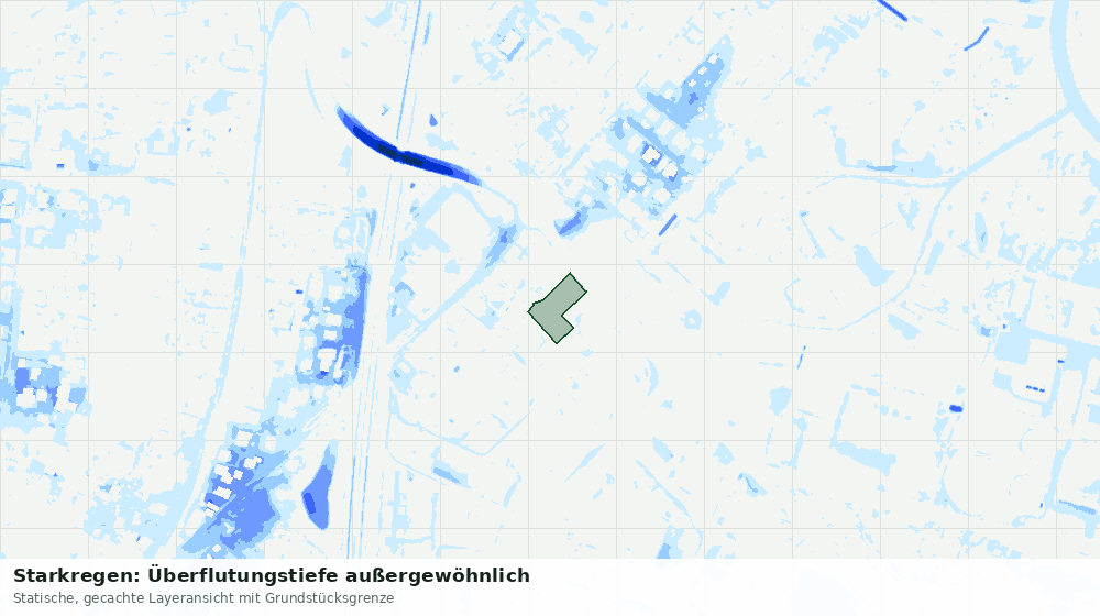 Statische Kartenansicht: Starkregen: Überflutungstiefe außergewöhnlich