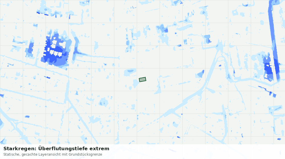 Statische Kartenansicht: Starkregen: Überflutungstiefe extrem