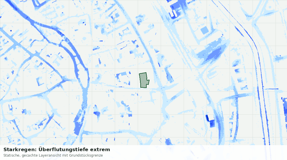 Statische Kartenansicht: Starkregen: Überflutungstiefe extrem